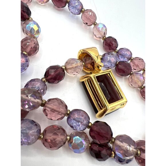 Joan Rivers 32" AB Purple LavenderGlass Bead Necklace Enhancer Amethyst Glass - Picture 7 of 12